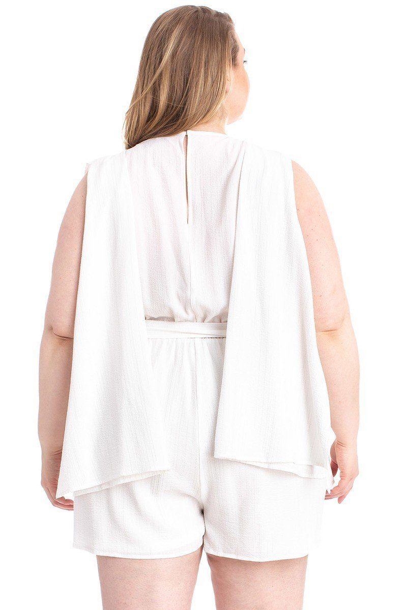 Shimmer Fabric Draped Open Sleeve Romper