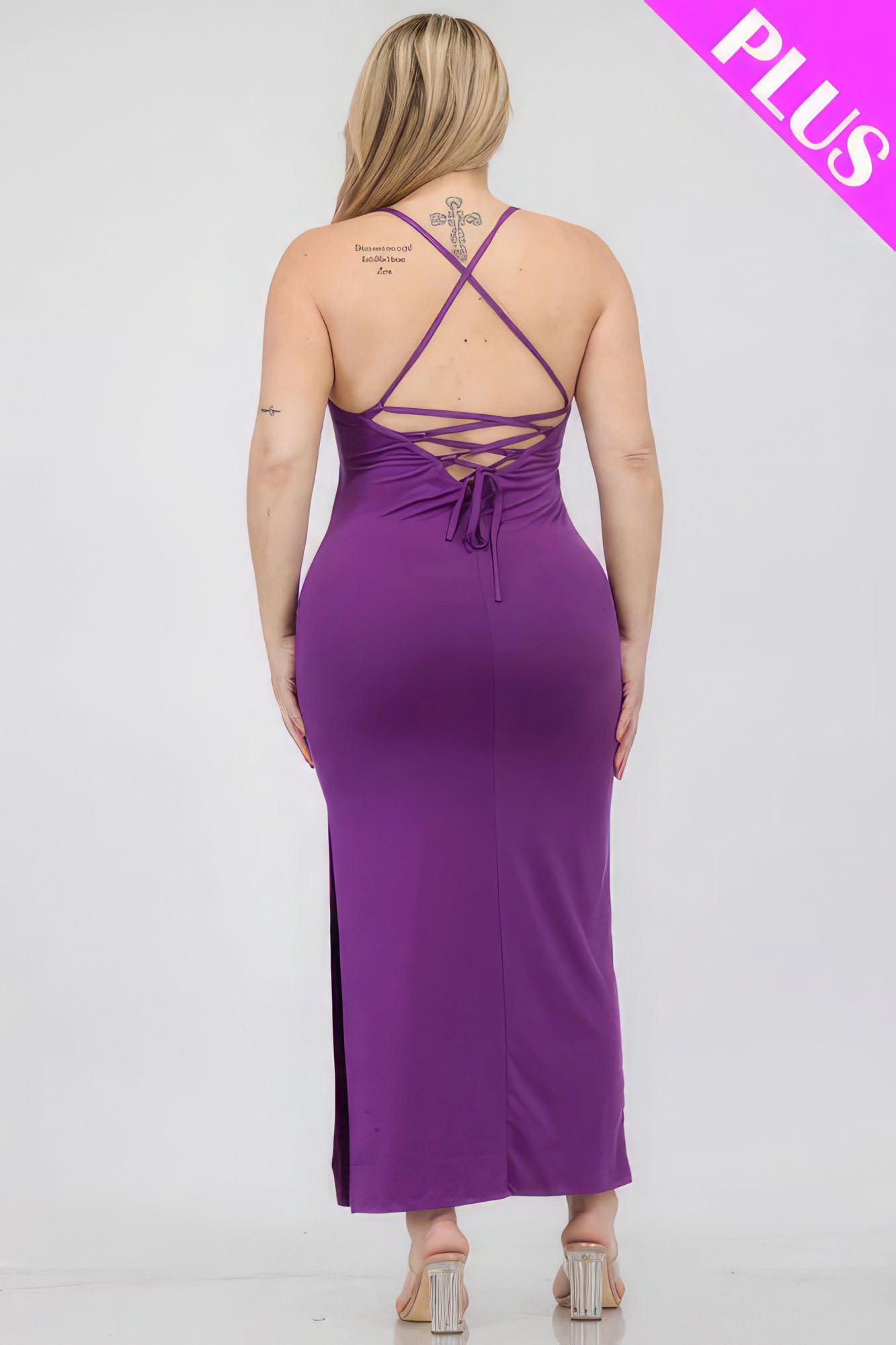 Plus Size Crisscross Back Split Thigh Maxi Dress – Beautiful